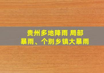 贵州多地降雨 局部暴雨、个别乡镇大暴雨